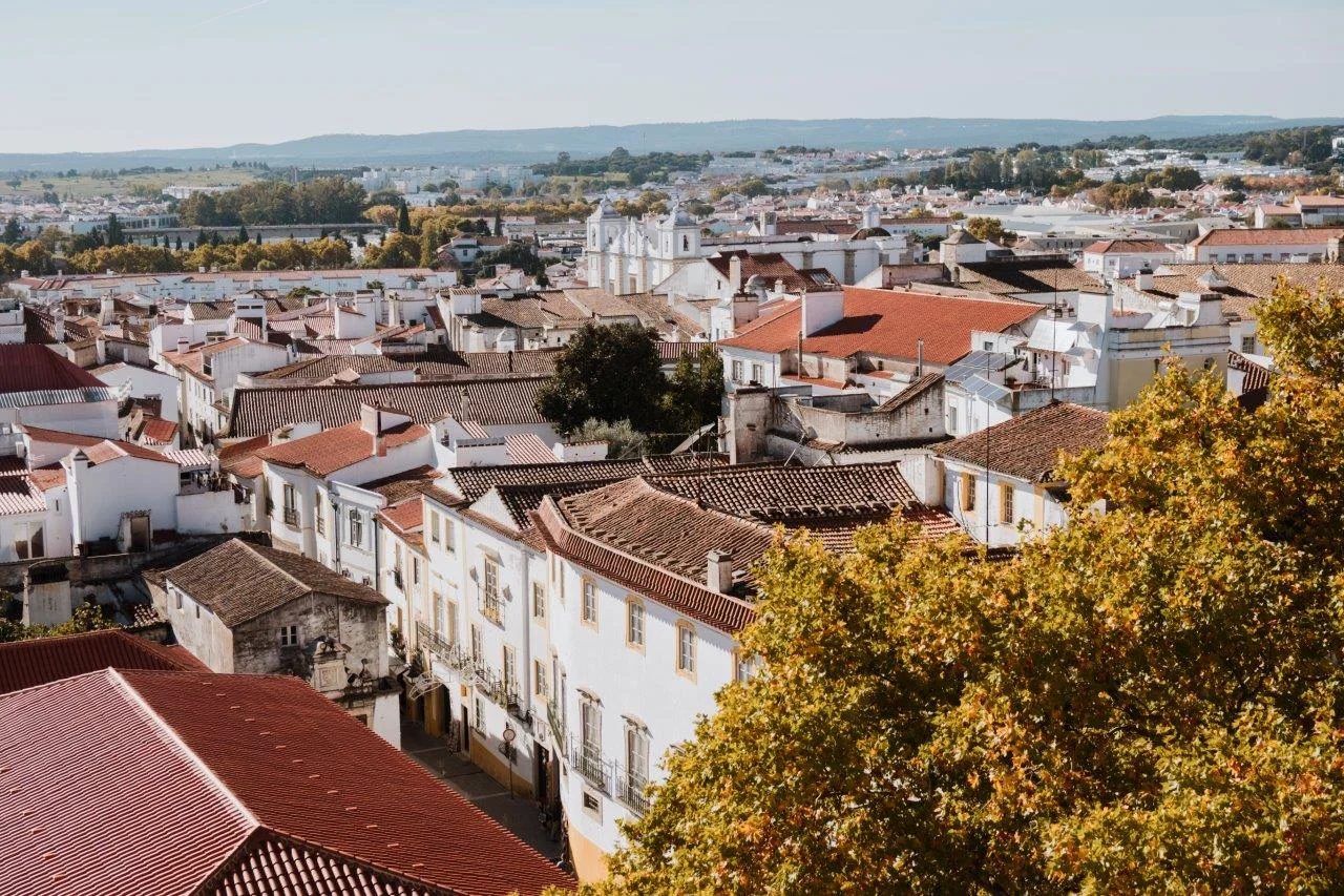 Évora's whitewashed houses and terracotta roofs inside the walls