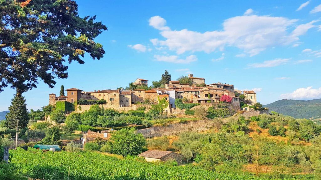A hilltop hamlet in the hills above Greve in Chianti